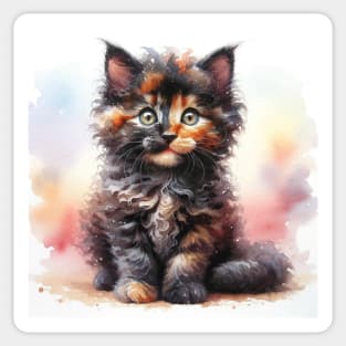 LaPerm Watercolor Kitten - Cute Kitties Sticker
